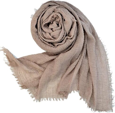 Women Summer Cotton Blend Crinkle Vintage Soft Long Scarf Linen Beach Shawl Wrap in Kuwait