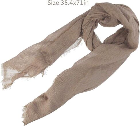 Women Summer Cotton Blend Crinkle Vintage Soft Long Scarf Linen Beach Shawl Wrap in Kuwait
