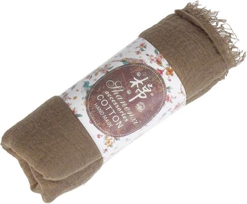 Women Summer Cotton Blend Crinkle Vintage Soft Long Scarf Linen Beach Shawl Wrap in Kuwait
