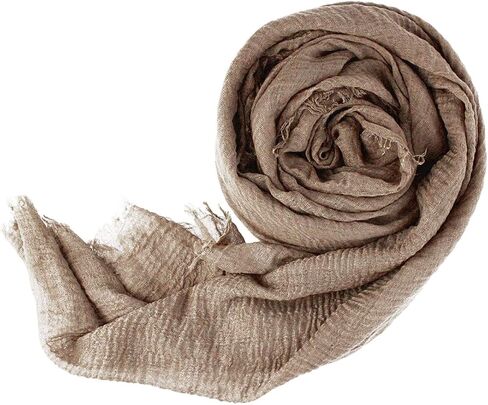 Women Summer Cotton Blend Crinkle Vintage Soft Long Scarf Linen Beach Shawl Wrap in Kuwait