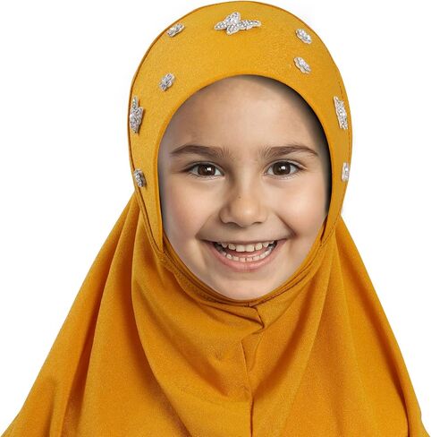 Little Girls Hijab Islamic Kids Hijab Headscarf Handmade Butterfly Rhinestone Muslim Hijab Cap for Girl (2-5year) in Kuwait