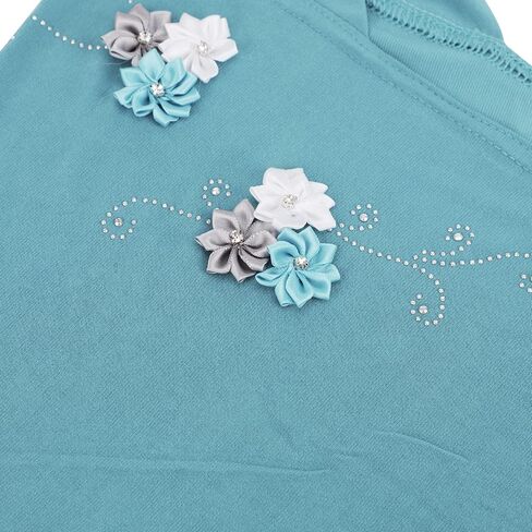 Girls Muslim Hijab Floral Lace Head Scarf Islamic Arab Scarf Shawls Head Wrap with Flowers Rhinestones for Girls in Saudi Arabia