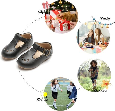 Felix & Flora Toddler Little Girl Flat Oxfords Dress Shoes - Mary Jane Princess for Girl Party School Shoes. in Kuwait