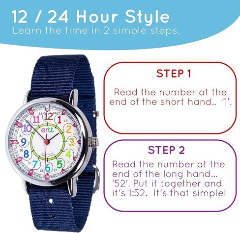 ساعة EasyRead Time Teacher Kids - هدية العودة إلى المدرسة - ساعات للبنات والأولاد للأطفال - ساعة تعليمية تناظرية - ساعة Tell The Time للأطفال - ساعة معلم بخطوتين - سهلة القراءة وجه 12-24 ساعة in Kuwait