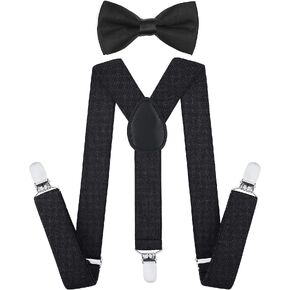 AWAYTR Child Kids Suspenders Bowtie Set - Adjustable Suspender Set for Boys and Girls in Saudi Arabia