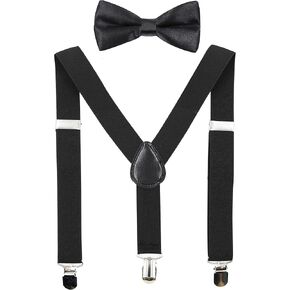 HANERDUN Kids Suspenders Bowtie Sets Adjustable Suspender Set for Boys and Girls