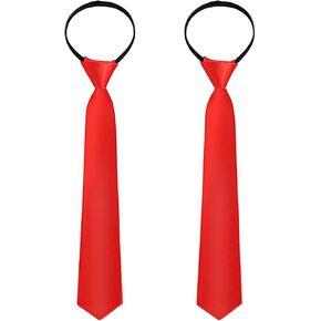 SATINIOR 2 Pieces Zipper Ties for Boys Skinny Tie Kid Pre-tied Neckties Adjustable Neck Strap Tie for Boy