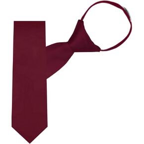 Jacob Alexander Boy's 14" Pretied Solid Color Zipper Tie