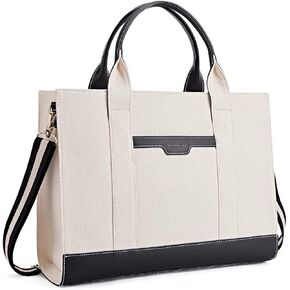 Missnine Tote Bag Canvas Laptop Bag 15.6 inch Briefcase for Women Large Capacity Handbag for Office, School, Travel