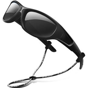 RIVBOS Kids Sunglasses Polarized UV Protection Flexible Rubber Glasses Shades with Strap for Boys Girls RBK037