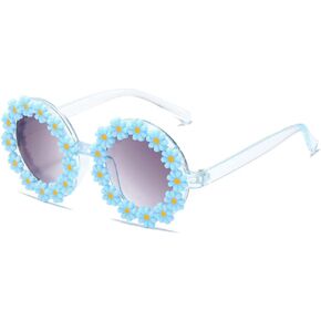 Round Flower Sunglasses for Girls Flower Shaped Cute Glasses UV 400 Protection Outdoor Beach Girl Boy Gifts
