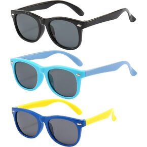 FANNYGO 3 Pack kids sunglasses for Boys Girls Kids Polarized Sunglasses