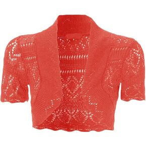 Loxdonz Girls Kids Short Sleeve Crochet Knitted Bolero Shrug Top Cardigan Shrug in Saudi Arabia
