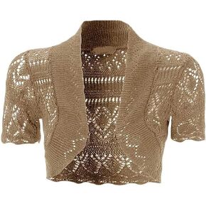 Loxdonz Girls Kids Short Sleeve Crochet Knitted Bolero Shrug Top Cardigan Shrug