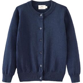 UMELOK Girls' Cardigans Sweater Cotton School Uniforms Button Solid Long Sleeve Knit Sweaters