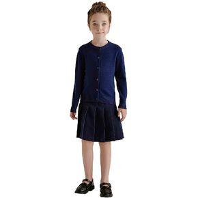 SMILING PINKER Girl School Uniform Sweater Anti-Pill Cotton Cardigan Crew Neck