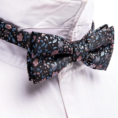 YOHOWA Boys Child Kids Bow ties Paisley Floral Handkerchief Set - Adjustable Pre-Tied Elegant Wedding Party Bowties in Kuwait