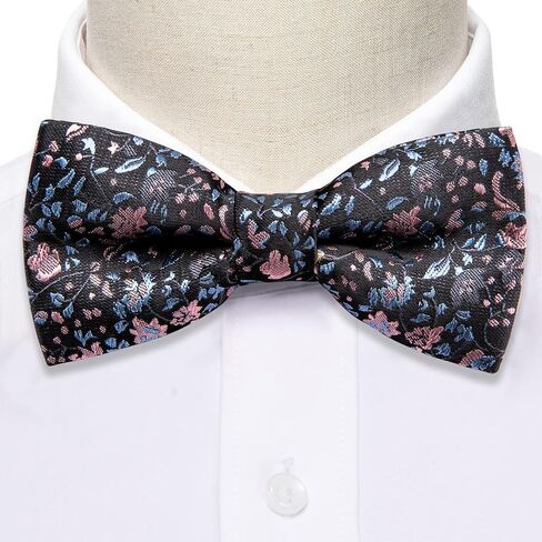 YOHOWA Boys Child Kids Bow ties Paisley Floral Handkerchief Set - Adjustable Pre-Tied Elegant Wedding Party Bowties in Kuwait