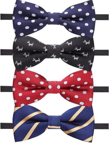 AUSKY 4 Packs Adjustable Pre-tied Bow Tie for Infant baby boys Toddler Child Kids in Different style color in Kuwait