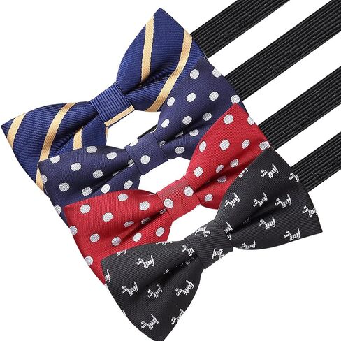 AUSKY 4 Packs Adjustable Pre-tied Bow Tie for Infant baby boys Toddler Child Kids in Different style color in Kuwait