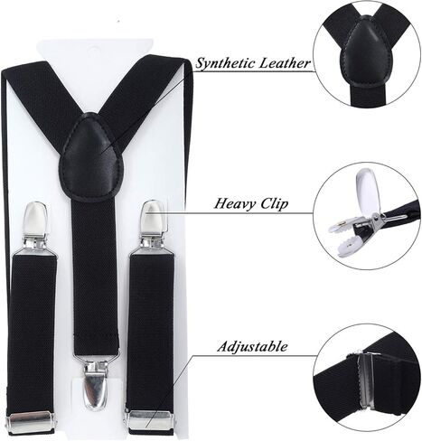 Kids Suspender Bowtie Necktie Sets - Adjustable Elastic Classic Accessory Sets for 6 Months to 13 Year Old Boys & Girls in Kuwait