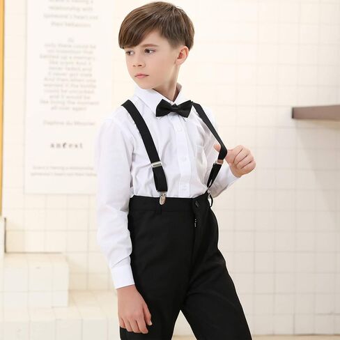Kids Suspender Bowtie Necktie Sets - Adjustable Elastic Classic Accessory Sets for 6 Months to 13 Year Old Boys & Girls in Kuwait