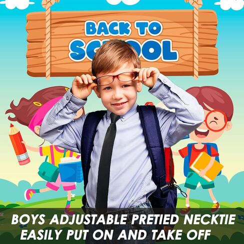 Mantieqingway Pre-tied Ties for Kids Boys 1/2 Pack 14 inch Adjustable Zipper Neck Tie for Wedding Graduation School Uniforms in Kuwait