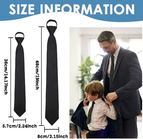 Mantieqingway Pre-tied Ties for Kids Boys 1/2 Pack 14 inch Adjustable Zipper Neck Tie for Wedding Graduation School Uniforms in Kuwait
