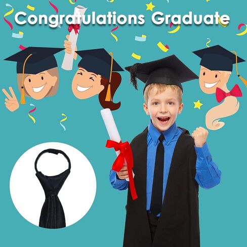 Mantieqingway Pre-tied Ties for Kids Boys 1/2 Pack 14 inch Adjustable Zipper Neck Tie for Wedding Graduation School Uniforms in Kuwait