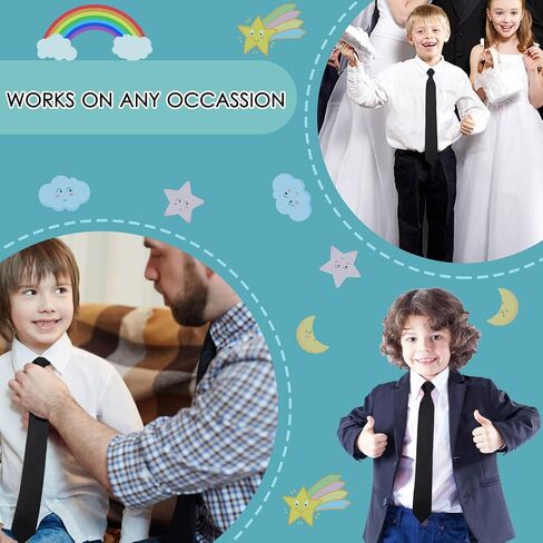 Mantieqingway Pre-tied Ties for Kids Boys 1/2 Pack 14 inch Adjustable Zipper Neck Tie for Wedding Graduation School Uniforms in Kuwait