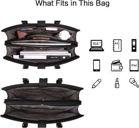 حقيبة كمبيوتر محمول ECOSUSI تناسب حقيبة تصل إلى 15.6 بوصة للنساء وحقائب اليد المكتبية ذات سعة كبيرة مع 3 طبقات in Kuwait
