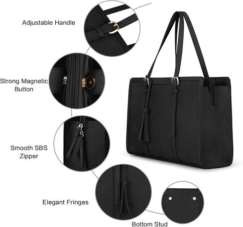 حقيبة كمبيوتر محمول ECOSUSI تناسب حقيبة تصل إلى 15.6 بوصة للنساء وحقائب اليد المكتبية ذات سعة كبيرة مع 3 طبقات in Kuwait