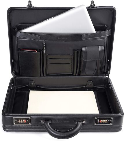 Alpine Swiss Expandable Attache Case Dual Combination Lock Hard Side Briefcase, Black in Saudi Arabia