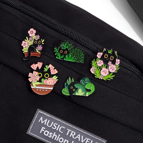 دبابيس المينا القط بوعاء لحقائب الظهر، دبابيس القط الكرتون الأسود للنساء فتاة لطيف الحيوان المينا بروش دبابيس شارات الملابس السترات الهدايا DIY in Kuwait