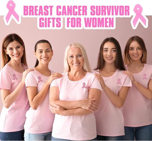 Zeyune 150 Pcs Breast Cancer Awareness Gift Breast Cancer Party Favor Supplies Pink Ribbon Lapel Pins Breast Cancer Greeting Cards Pink Festival Gift Bags Accessories for Women Girl in Saudi Arabia