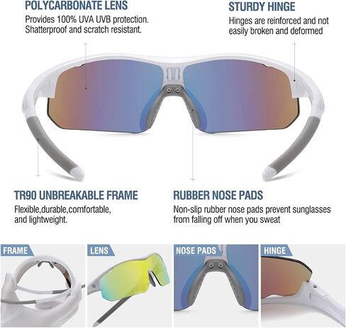 DUCO Sports Youth Baseball Sunglasses for Kids Unbreakable TR90 Frame Lightweight Sun Glasses for Boys and Girls DK261 in Kuwait