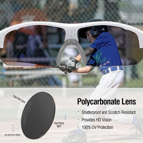 DUCO Sports Youth Baseball Sunglasses for Kids Unbreakable TR90 Frame Lightweight Sun Glasses for Boys and Girls DK261 in Kuwait