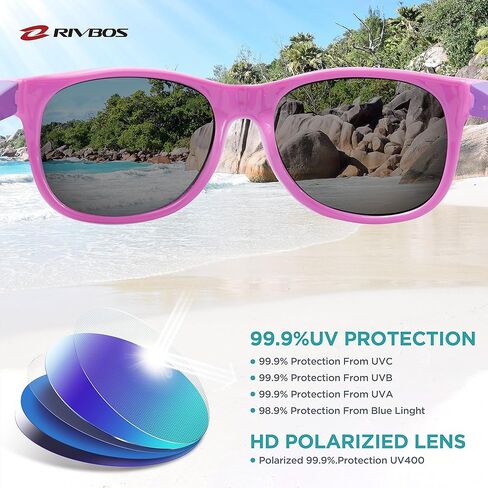 RIVBOS Kids Sunglasses Polarized UV Protection Flexible Rubber Glasses Shades with Strap for Boys Girls RBK004 in Saudi Arabia