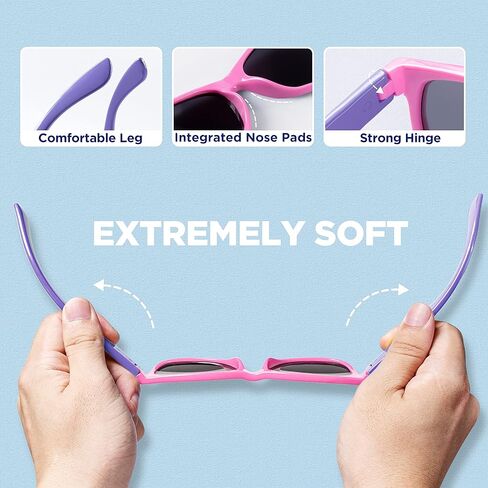 RIVBOS Kids Sunglasses Polarized UV Protection Flexible Rubber Glasses Shades with Strap for Boys Girls RBK004 in Saudi Arabia