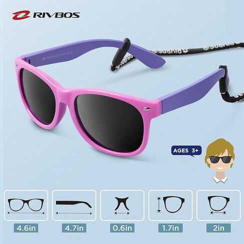 RIVBOS Kids Sunglasses Polarized UV Protection Flexible Rubber Glasses Shades with Strap for Boys Girls RBK004 in Saudi Arabia