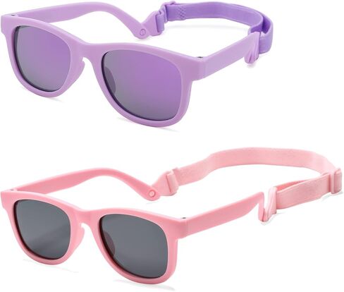 COASION Bendable Polarized Soft Baby Sunglasses with Strap Age 0-24 Months | Flexible Frame UV400 Sunnies for Infant Boys & Girls, Newborn Summer Beach Essentials CA8042, Baby Must-Haves in Saudi Arabia