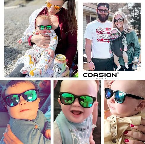 COASION Bendable Polarized Soft Baby Sunglasses with Strap Age 0-24 Months | Flexible Frame UV400 Sunnies for Infant Boys & Girls, Newborn Summer Beach Essentials CA8042, Baby Must-Haves in Saudi Arabia