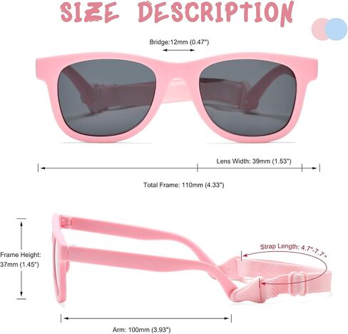 COASION Bendable Polarized Soft Baby Sunglasses with Strap Age 0-24 Months | Flexible Frame UV400 Sunnies for Infant Boys & Girls, Newborn Summer Beach Essentials CA8042, Baby Must-Haves in Saudi Arabia