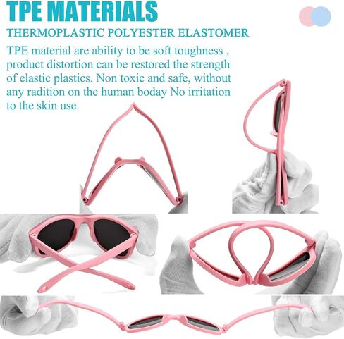 COASION Bendable Polarized Soft Baby Sunglasses with Strap Age 0-24 Months | Flexible Frame UV400 Sunnies for Infant Boys & Girls, Newborn Summer Beach Essentials CA8042, Baby Must-Haves in Saudi Arabia