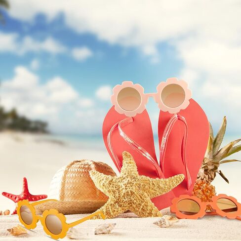 نظارات شمسية من Frienda مكونة من 6 قطع على شكل زهرة دائرية للفتيات على شكل زهرة نظارات شاطئ لطيفة للاستخدام في الهواء الطلق للأطفال in Kuwait