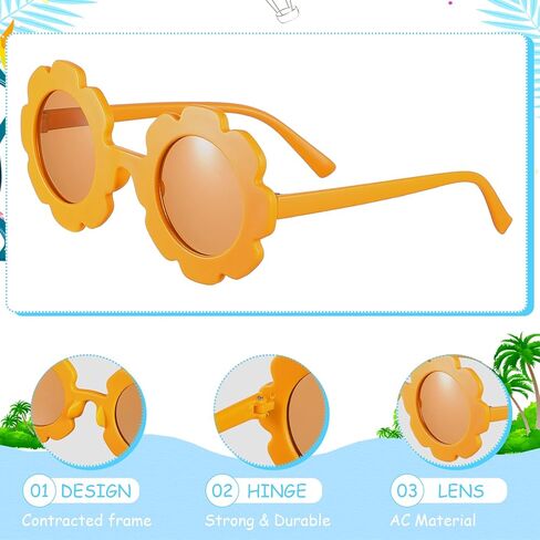 Frienda 6 Pieces Round Flower Sunglasses Girls Flower Glasses Cute Outdoor Beach Eyewear for Kids in Kuwait