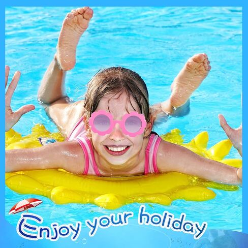 Frienda 6 Pieces Round Flower Sunglasses Girls Flower Glasses Cute Outdoor Beach Eyewear for Kids in Kuwait