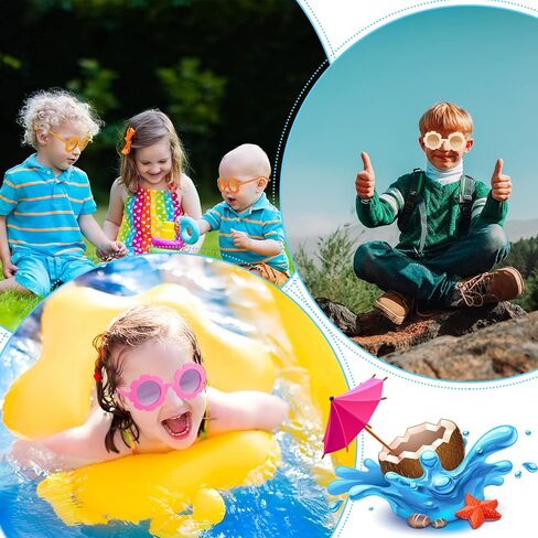 Frienda 6 Pieces Round Flower Sunglasses Girls Flower Glasses Cute Outdoor Beach Eyewear for Kids in Kuwait