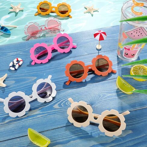Frienda 6 Pieces Round Flower Sunglasses Girls Flower Glasses Cute Outdoor Beach Eyewear for Kids in Kuwait