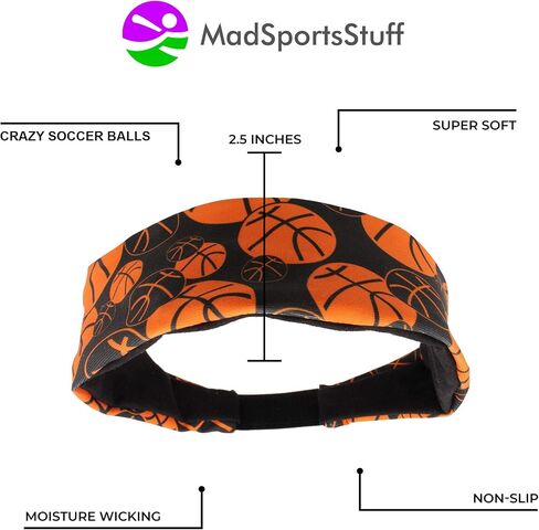 MadSportsStuff Crazy Girls Basketball Headband with Basketball Logos in Saudi Arabia